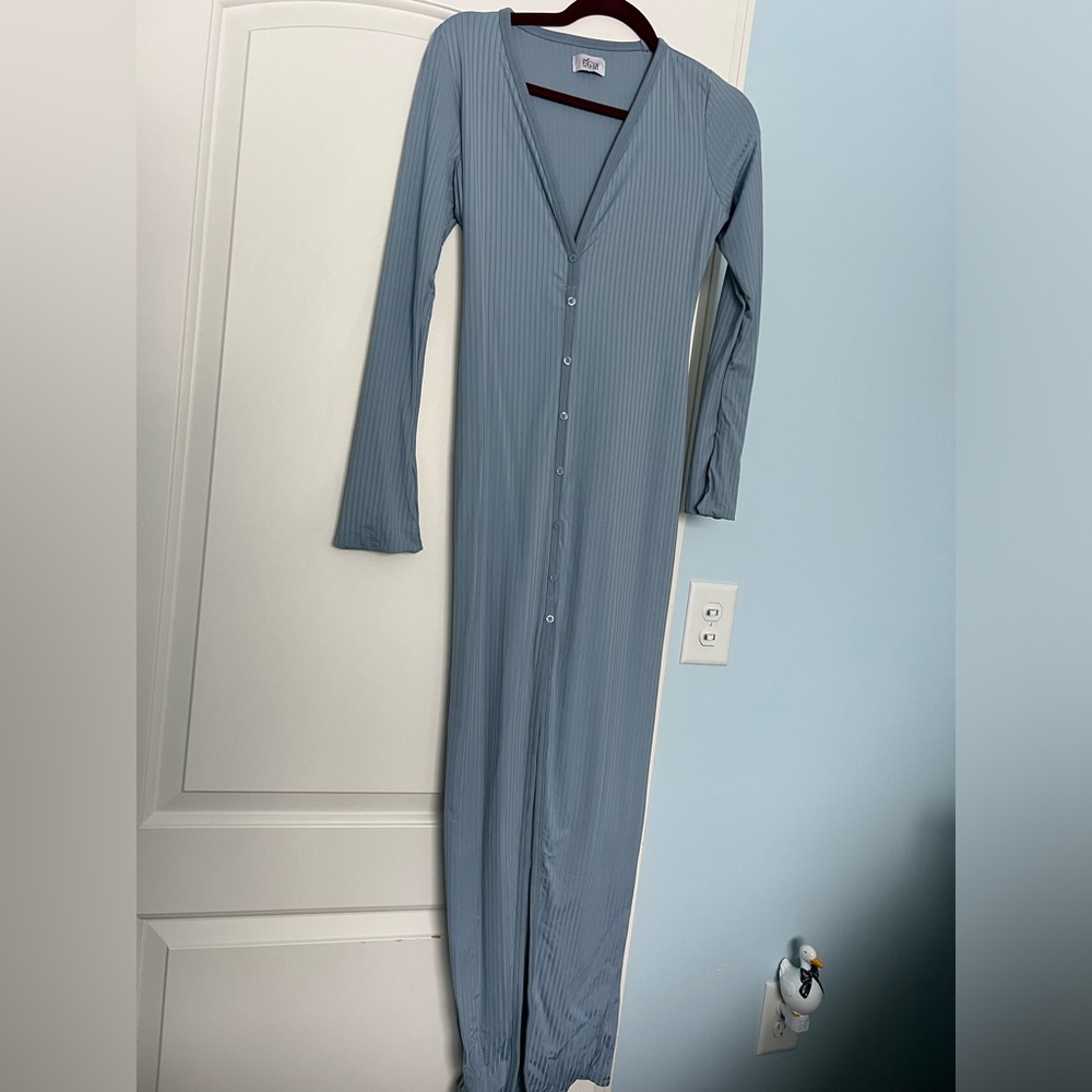 Oh Polly Light Blue Ribbed Dress